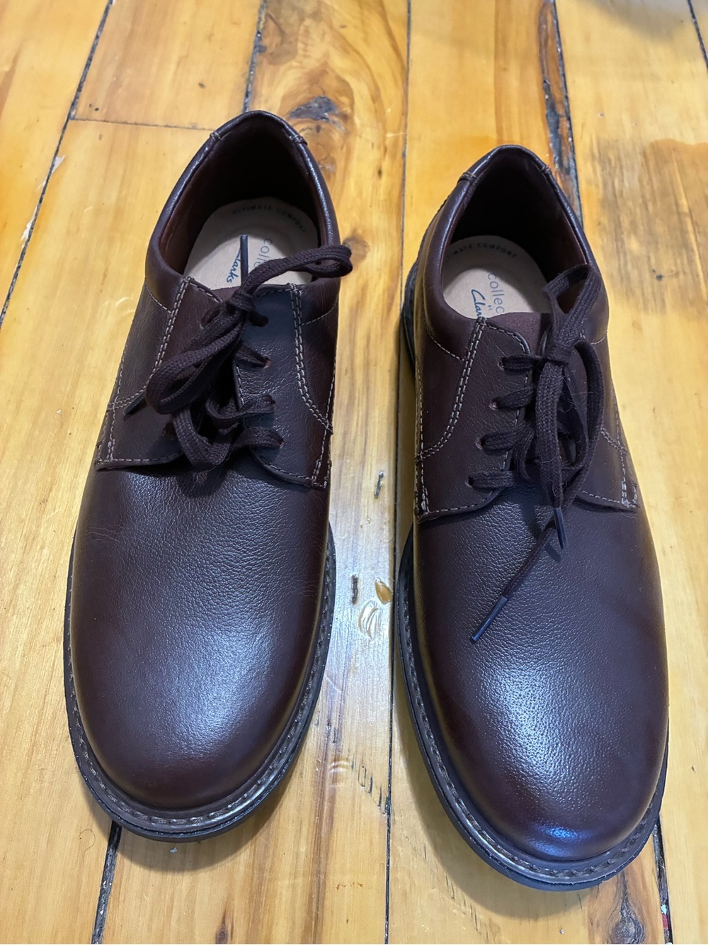 Clark’s Rendell Plain Men’s Brown Plain Toe Oxfords 10.5W NWT
